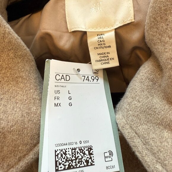 BNWT Size L H&M Trench-Look Cropped Jacket - Light Beige/Taupe - Picture 3 of 3